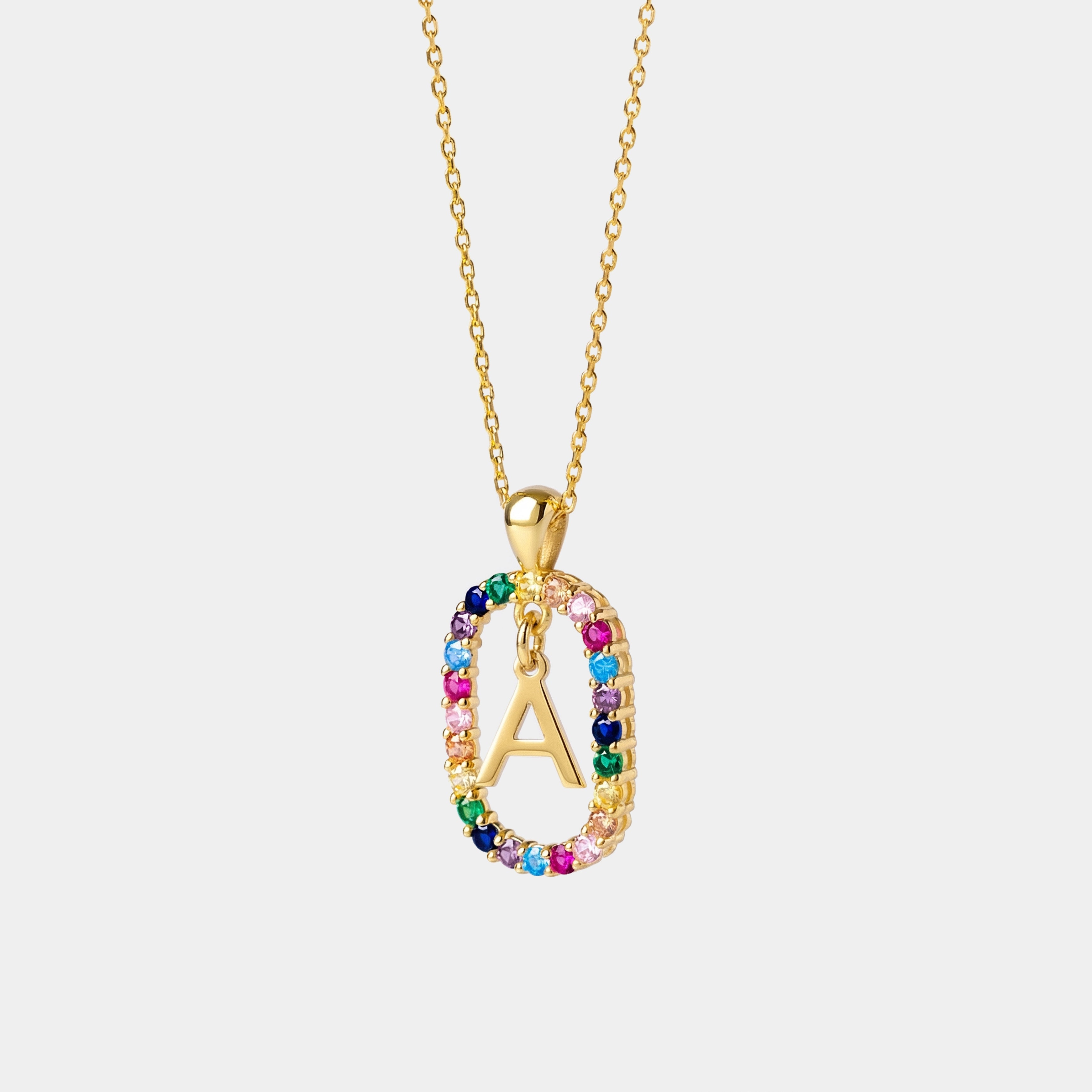 Kişiye Özel Gökkuşağı Harf Kolye